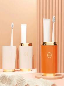 1pc Luxurious Travel Toothbrush Cup, Rinse Cup, Tooth Mug & Holder Set Home Bathroom Decor Summer