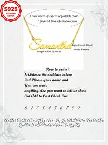 [Customized] 3g 925 Sterling Silver Personalized Text Engraved Minimalist Necklace, Versatile Pendant, Customized Engraved Necklace Gift For Valentine's Day, Christmas (Customized Text Must Be In English, Any Other Language Will Be Translated To English)