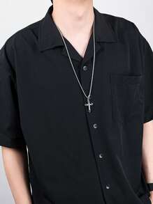 1pc Men's Multi-Layer Diamond Cross Pendant Necklace, Hip-Hop Style, Tarnish Resistant, Suitable For All