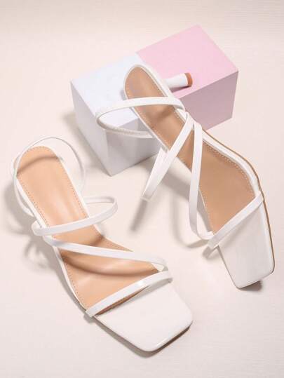 女式系带高跟凉鞋，细高跟鞋，性感方头露趾