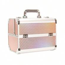 Neceser de viaje organizador ajustable, neceser profesional grande, compartimentos ajustables, neceser, organizador de cosméticos, estuche de cosméticos, organizador de cosméticos con correa para el hombro, asa de transporte