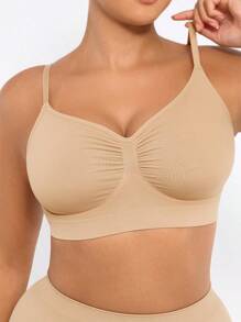 FeelinGirl Bralettes For Women With Support Comfortable Bras No Underwire Seamless Everyday Bras - 米色 - 查看 3