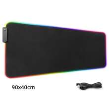31.5 X 11.8 Inch RGB Gaming Mouse Pad, Stitched Edges, Premium Micro-Woven Cloth, Non-Slip Base, Extended Soft LED Mouse Mat, Black - Black - View 9