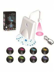 1/2pcs RGB Motion Sensor Toilet Light, LED Toilet Projector Light, USB Rechargeable Night Light, Color Changing Toilet Night Light - LED Bathroom Accessories For Home Bathroom Decoration