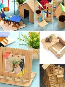 50/100 支冰淇淋棒冰棒棒 DIY 手工制作材料模型冰淇淋棒木块木棍，简易冰棒棒冰棒 - 彩色 - 查看 9