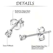 6 Pairs Women's Stainless Steel Cubic Zirconia 2mm Crystal Studded Classic Small Earrings