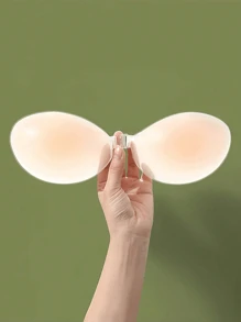 无肩带隐形粘合胸罩，女士硅胶聚拢露背提胸粘性胸罩，适合婚纱/晚会/俱乐部 - 黃色 - 查看 3