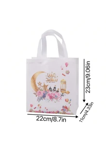 4pcs Assorted Non-Woven Fabric Tote Bags, Birthday Gift Packaging Bags With Printed, Waterproof Gift Bags For Clothing, Food Delivery, Shopping, Eid Festival Gifts