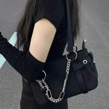 Retro Punk Armpit Shoulder Bag, Dark Gothic Style B2y - 黑色 - 查看 2