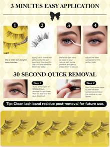 10 Pairs Southeast Asia Style C-Curl Semi-Permanent False Eyelashes, Natural & Lengthening, Faux Mink Lashes With Attached Eyeliner