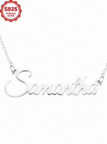 [Customized] 3g 925 Sterling Silver Personalized Text Engraved Minimalist Necklace, Versatile Pendant, Customized Engraved Necklace Gift For Valentine's Day, Christmas (Customized Text Must Be In English, Any Other Language Will Be Translated To English)