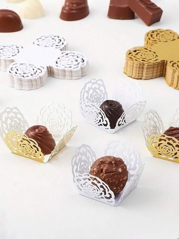 5/20pcs Candy Chocolate Lace Paper Packaging Box,Elegant Dessert Cup,Packaging Box, Candy Box, Chocolate Packaging Box, Party Favors, Birthday Decor, Wedding Decoration, Party Supplies,Anniversary, Baking Tools, Home Kitchen Accessories Christmas Halloween Christmas Eve