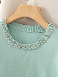 GIGOGOU New Basic Summer Women Knit T-Shirt, Fashionable Hot-Selling Casual Short Sleeve T-Shirt - Green - View 7