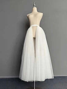 1件装女士黑白前开衩泡泡裙，一体式小围裙薄纱裙，圣诞节和万圣节装饰长裙 - A - 查看 4