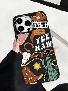 1pc Western Style Gedrukt 2D Patroon Populair Klassiek High-End Minimalistisch Vintage Western Esthetisch Ontwerp, Geschikt Als Cadeau Voor Vrienden, Familie, Koppels, Verjaardagen, Pasen, Ramadan - Zwarte Matte Zachte Schaal, Stofdicht & Waterdicht, Compatibel Met iPhone 16/15/14/13/12/11/Pro/ProMax/X/XR/XS/XSMax/7/8/Plus