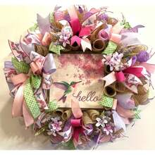 Hummingbird Wreath, Hummingbird Welcome Wreath, Welcome Wreath, Spring Wreath, Summer Wreath, Mother's Day Gift, Spring/Summer Door Wreath