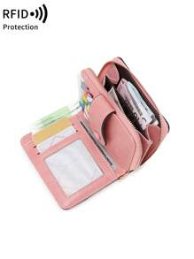 MIYIN Vintage Large Capacity RFID Blocking Wallet Credit Card Holder With Multiple Card Slots For Daily For Credit Card/ ID Card/ Coins/ Cash Retro Multi-Functional Large Capacity Hasp Women's Purse With Wrist Strap Clutch Gifts Birthday Gifts Anniversary For Women Wallet Purse Wallet Long Wallet Wristlet Wallet - Pink - View 13