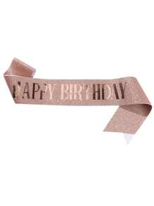 1Pc, 'Happy Birthday' Sash Ribbon For Women And Men, Happy Birthday Sash Hot Pink White Rose Gold Black With Iridescent Foil Sash For 16th 18th 21st 30th 40th 50th 60th 70th 80th 90th Birthday Sash Gift Or Any Day Party Birthday Party, For Any Age - Multicolor - View 12