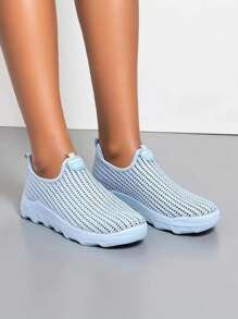 女式一脚蹬布面运动鞋 - 藍色 - 查看 2