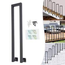 SENDERPICK Ringhiera per scale esterne, corrimano interno, ringhiera per scale esterne, nera, a forma di U, corrimano laterale, barra di supporto per soffitta/corridoio, ringhiera decorativa moderna (H*W) 85 * 20 cm