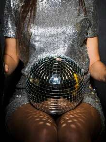 1 件银色镜面迪斯科球装饰挂镜球，时尚有趣，适合大型派对装饰 - 适用于 DJ 俱乐部、派对、婚礼、家居装饰和现场舞台，带挂环，易于安装 - 彩色 - 查看 2