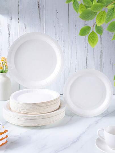 7/9 Inch Pure White Disposable Paper Plates, Party Supplies, White Disposable Paper Plates, Party Decorations, Disposable Party, Birthday Party, Gift Party, Celebration Event Decorations & Gifts