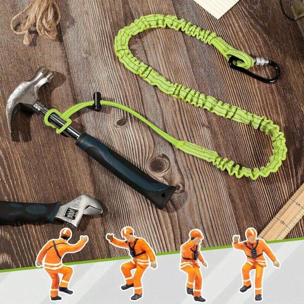 Grünes Anti-Drop-Werkzeug-Lanyard - Sichere & dehnbare Sicherheitsleine für Outdoor-Arbeit, Arbeiten in großer Höhe | Elastisches Band