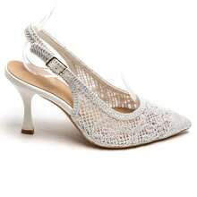 Escarpins Slingback Dentelle Élégante – Talon Moyen Chic pour Soirées et Cérémonies - 白色 - 查看 2