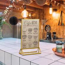 圣诞节6件套透明金色边框亚克力标牌架相框展示架透明纸张架桌面菜单架，双面相框，餐厅菜单、菜谱卡、照片展示架，非常适合婚礼、彩排晚宴、订婚派对、周年纪念、生日、新娘送礼会、成人礼、公司派对或任何特殊活动！最佳礼物、婚礼装饰、家居装饰、房间装饰、派对礼品、新娘夏季海滩返校用品、新年礼物 - 彩色 - 查看 5