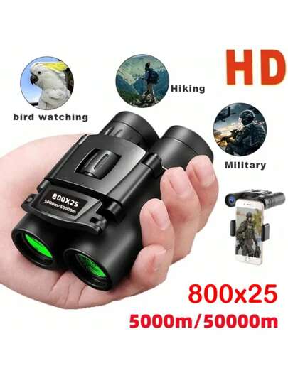 Zoom BAK4 HD Telescope Professional Powerful Binoculars, High Powered Mini Pocket Binoculars - Compact, Portable Design For Bird Watching, Hunting, Concerts, Travel & Sightseeing - Black, 10x Magnification, Lightweight & Easy To Carry, Theater Binoculars | Sleek Binocular Design | Lightweight Binoculars