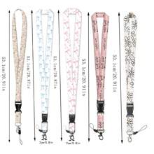 1pc Versatile & Multi-Pattern English ID Card Lanyard, 20.91 Inch (53.1 Cm) Simple & Fashionable Detachable Neck Strap For Teachers, Nurses, Daily Use, Office Supplies - White Flower, Pink Stay Arrow, Rainbow Flower Styles,School Supplies,Back To School
