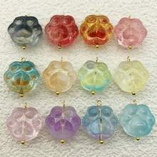 20pcs Random Mixed Color Cat Paw Glass Pendant, Suitable For Handmade Jewelry Crafting - Multicolor - View 5