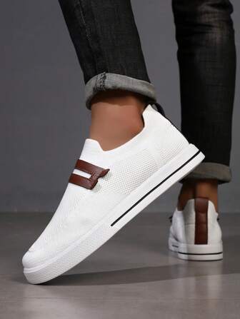 Zapatillas slip-on de skate de caballero, tipo bajo, cómodas, antideslizantes, calzado deportivo casual para exteriores