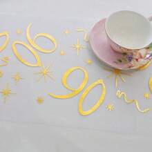 Camino de mesa para cumpleaños de 18 años, aproximadamente 10 m de largo, con texto "Feliz 18" en dorado, adecuado para decoración de mesa de fiesta de cumpleaños de 18 años para chicos, chicas y hombres.