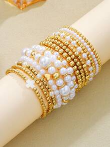 Bộ vòng tay thánh giá ngọc trai giả hạt đơn giản 18/15/16/14 chiếc, Quà tặng cho phụ nữ, Kỳ nghỉ, Hẹn hò, Sinh nhật, Trang phục hàng ngày, Phụ kiện dự tiệc - phong cách 1 - Xem 12