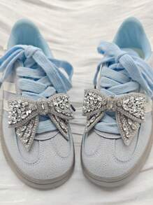 2pcs Shoe Accessories Metal Bow Buckle With Crystal Rhinestone Decor, Suitable For Boots, Sneakers, Bags And Clothing, Multi-Use DIY Decorations (Shoes Not Included)