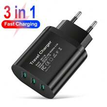 XJDR 1 st. 3-in-1-oplader compatibel met iPhone 15 14 13 12-oplader Supersnelle oplader Drie-poorts USB-wandlader