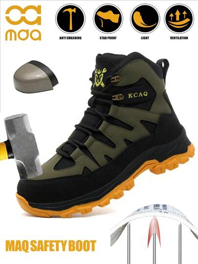 Arbeitsschuhe Herren Stiefel mit Stahlkappe, Arbeitsschuhe mit Stahlkappe, Herren Arbeitsschuhe mit Stahlkappe, Anti-Durchstich, Gummisohle, modischer Abriebfester Arbeitsschuh, Herren Ganzjahres Arbeitsschuhe