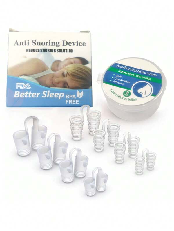 8 pièces Clips de nez anti-ronflement / 4 pièces/Set Kit anti-ronflement, améliore la respiration, aide contre l'apnée du sommeil, aide au sommeil silencieux, équipement de sommeil, anti-ronflement, outil de soulagement des ronflements nocturnes, soulagement de la respiration, clip de nez anti-ronflement, dilatateur nasal pour soulager la respiration