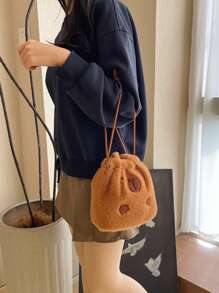Trousse de maquillage mignonne, animal en peluche, sac à main amusant, sac de toilette, portefeuille pour le shopping et les loisirs
