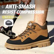 Hiking Boots Plus Size Men's Classic Steel Toe & Puncture Proof Safety Shoes Comfy Non Slip Durable Industrial & Constructional Footwear - 薑色 - 查看 1