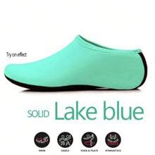 1 Pair (Lycra) Unisex Beach/Snorkeling/Diving Leg Warmers, Suitable For Adults & Kids, Swimming, Snorkeling, Diving, Anti-Slip, Breathable, Flexible, 3mm Neoprene Material, Available In Multiple Sizes And Colors - Mint Blue - View 18