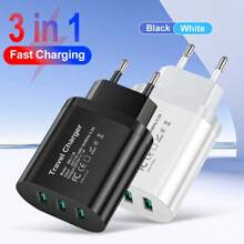XJDR 1 st. 3-in-1-oplader compatibel met iPhone 15 14 13 12-oplader Supersnelle oplader Drie-poorts USB-wandlader