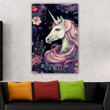 1 Piece Home Wall Decor Framed Canvas Unicorn Animals Pattern Canvas Wall Art Paintings For Living Room - Canvas Framed Print Wall Artworks Bedroom Decoration Office Wall Decor - Multicolor - View 5