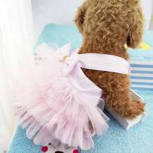 1PC Pet Dog/Cat Spring Summer Thin Mesh Skirt Dress, Fashion Pet Dog Clothes, Striped Mesh Puppy Dogs Princess Dresses For Pomeranian, Bichon, Teddy, Yorkshire Terrier, Schnauzer, Cat, Etc. - Pink - View 6
