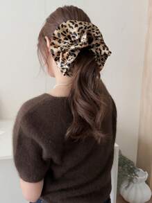 1pc Oversized Leopard Print Elegant & Versatile Hair Scrunchie