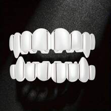 THATBOY 2pcs/Set Hip Hop Fashion Jewelry For Vampire Grillz 18K Golden Silvery Color Plated Braces Vampire Wolf Teeth Grills,Halloween - Multicolor - View 15