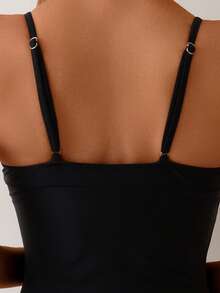 New Summer Fashion Spaghetti Strap One-Piece Swimsuit, Sexy European & American Style Backless Monokini, Suitable For Beach, Spa, Vacation - Black - View 7