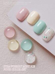 XEIJAYI 4 Colors 15ml New Popular Mint Green Pink Nail Gel Polish Semi Permanent Nail Art Soaking UV LED Nail Salon DIY Nail Salon Gel For Spring And Summer - 彩色 - 查看 2