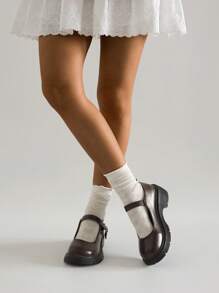 Black Vintage French Thick Sole Mary Jane Shoes For Women, New 2024 Summer Low Vamp Dress Shoes